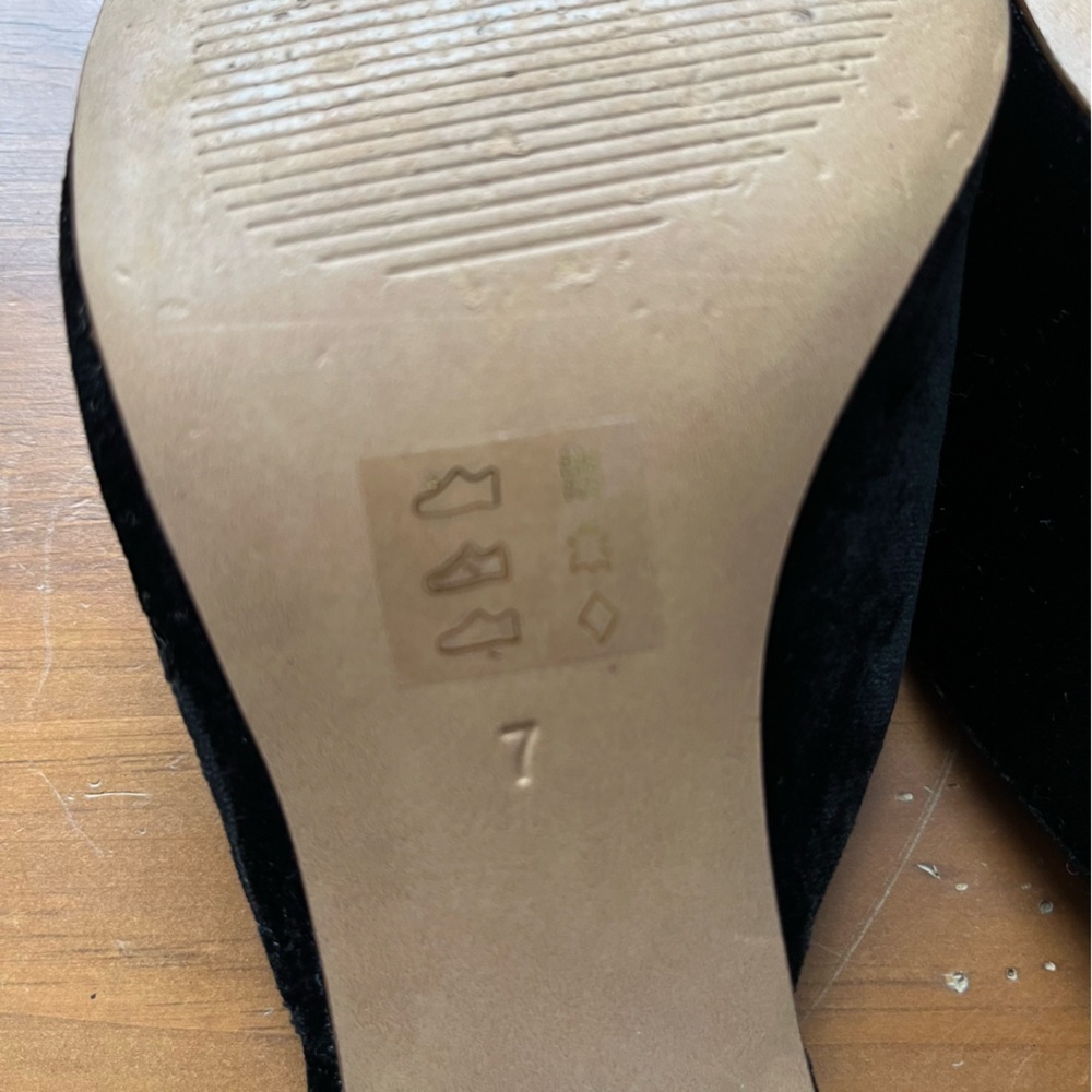 Madewell Women’s Beatriz Trendy Black Velvet Mules Open Toe Block Heel - Picture 11 of 12